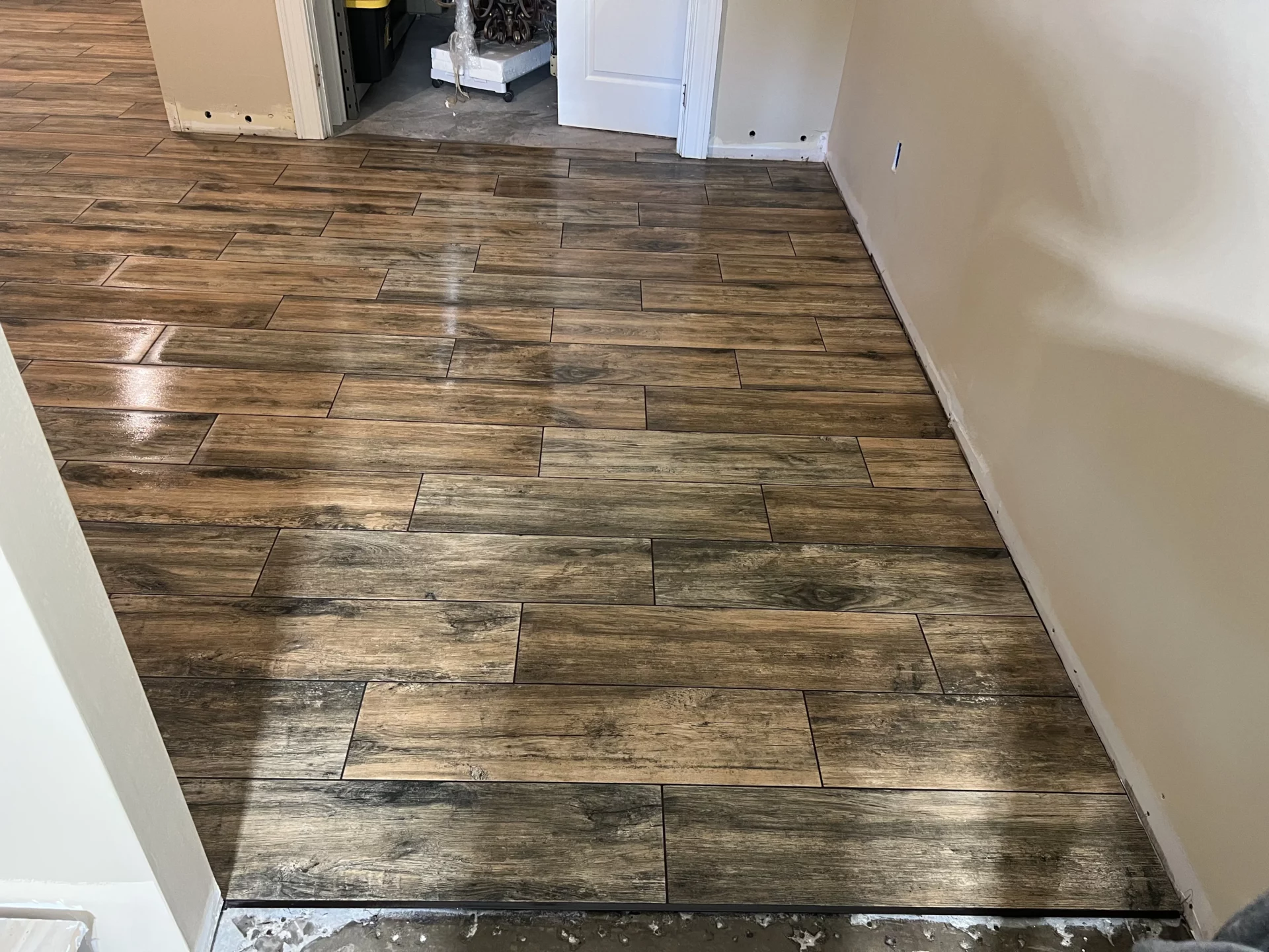 SPC luxury vinyl plank flooring installed over a basement slab in a Central Kentucky home